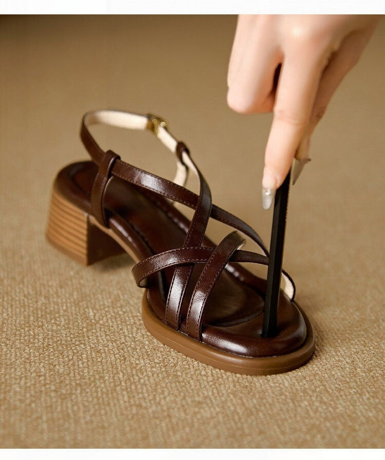 Womens Roman Sandals With A Block Heel