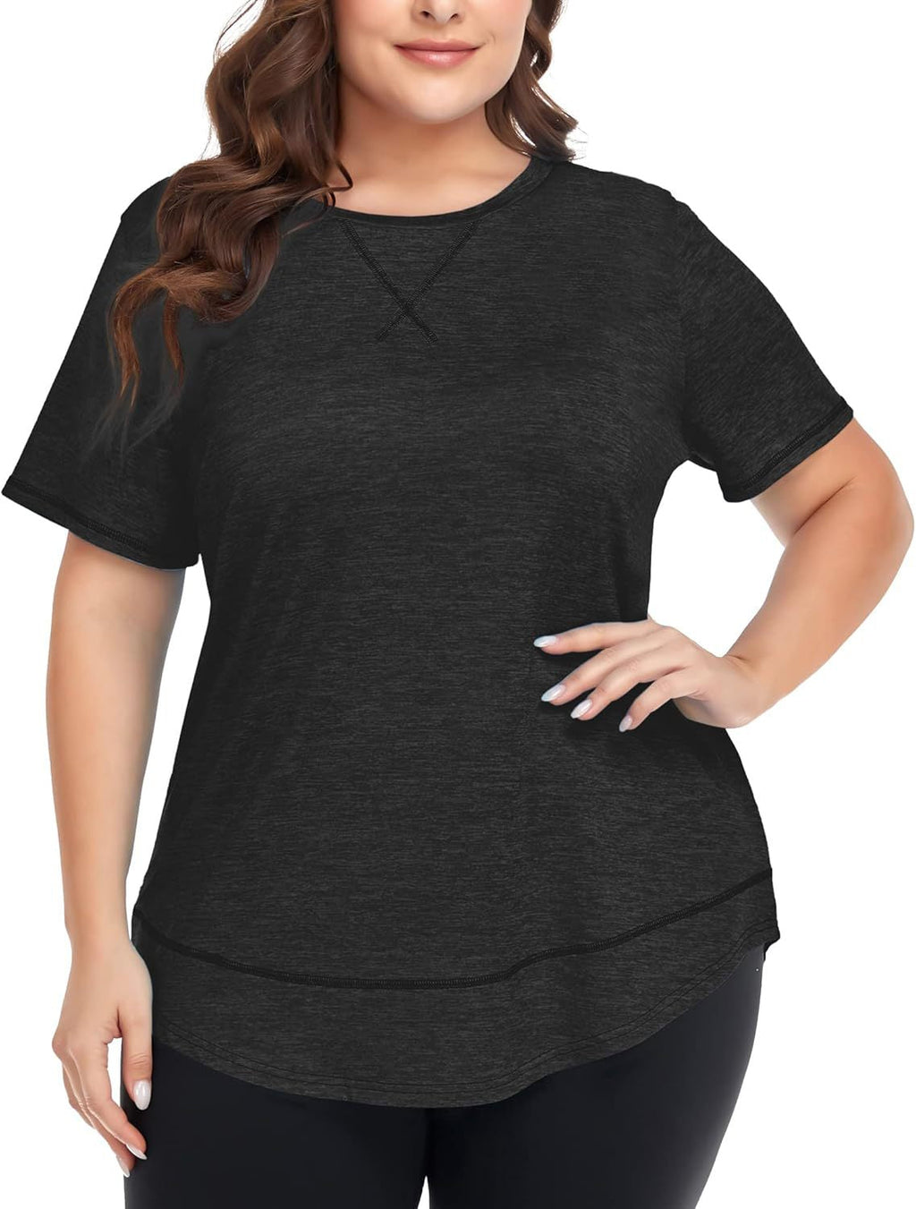 2026 Plus Size Women's Summer Sports Short Sleeve Breathable T Shirt Yoga & Fitness Quick Dry Cationic Top Social Buzz eSIMs