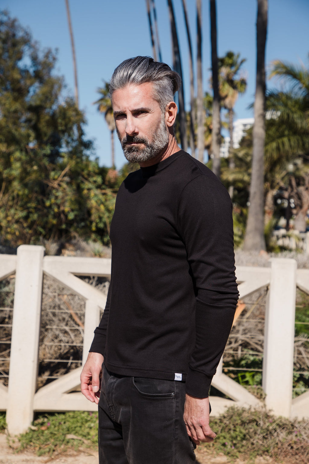 Clearance Men's Bamboo Viscose/Organic Cotton Long Sleeve T-Shirt Spun Bamboo
