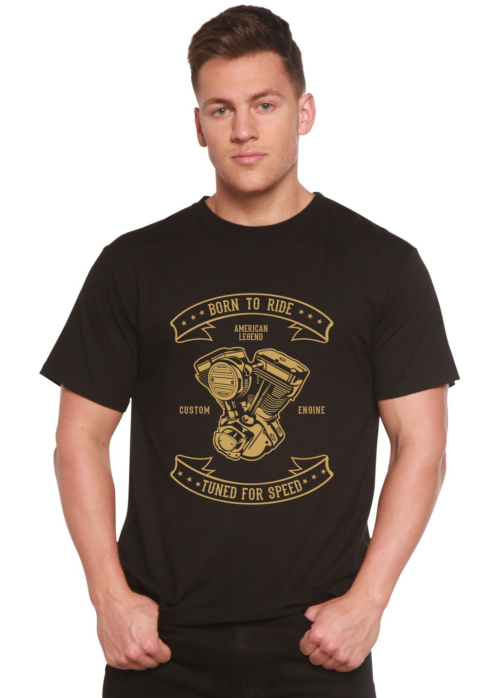 Born To Ride Men's Bamboo Viscose/Organic Cotton Short Sleeve Graphic T-Shirt Spun Bamboo