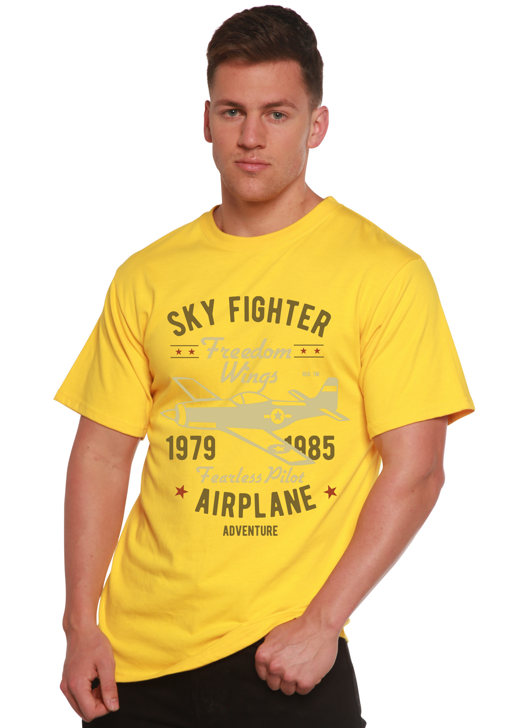 Sky Fighter Spun Bamboo® Men's Bamboo Viscose/Organic Cotton Short Sleeve Graphic T-Shirt Spun Bamboo
