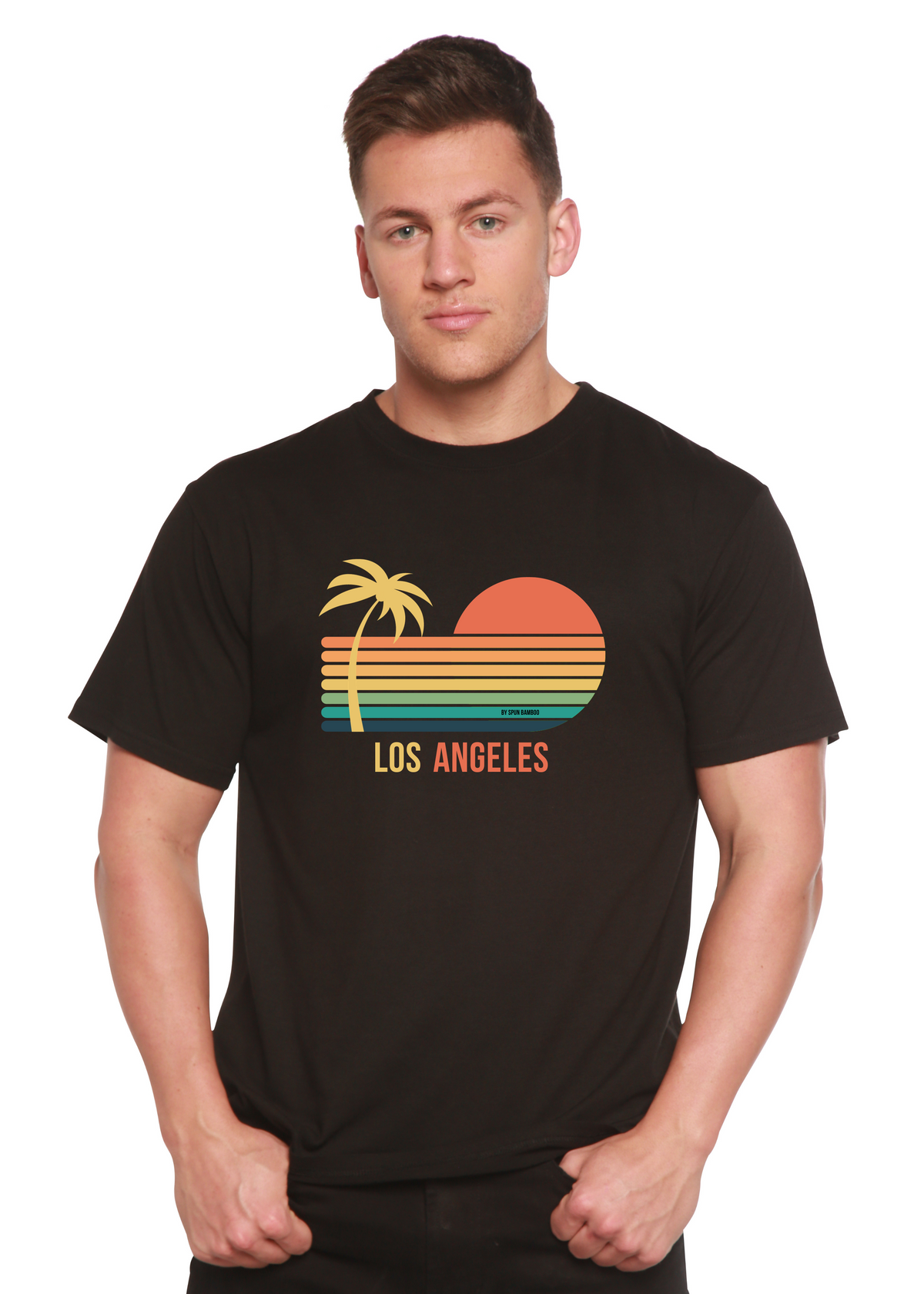 Los Angeles Unisex Bamboo Viscose/Organic Cotton Short Sleeve Graphic T-Shirt Spun Bamboo
