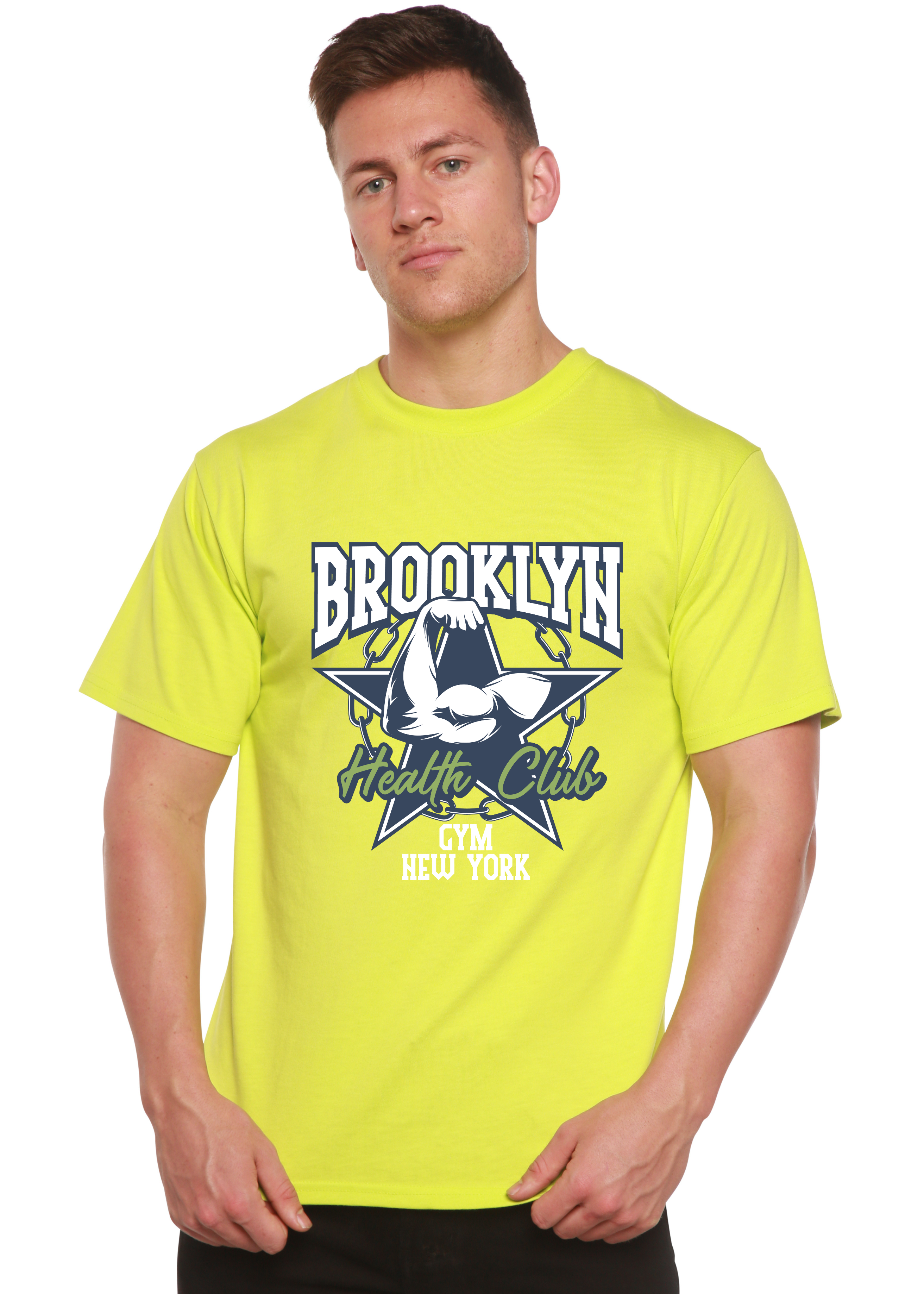Brooklyn Health Club Men's Bamboo Viscose/Organic Cotton Short Sleeve Graphic T-Shirt Spun Bamboo