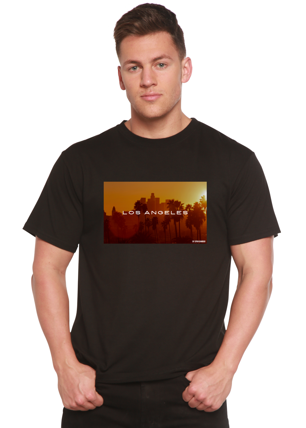 Los Angeles Unisex Bamboo Viscose/Organic Cotton Short Sleeve Graphic T-Shirt Spun Bamboo