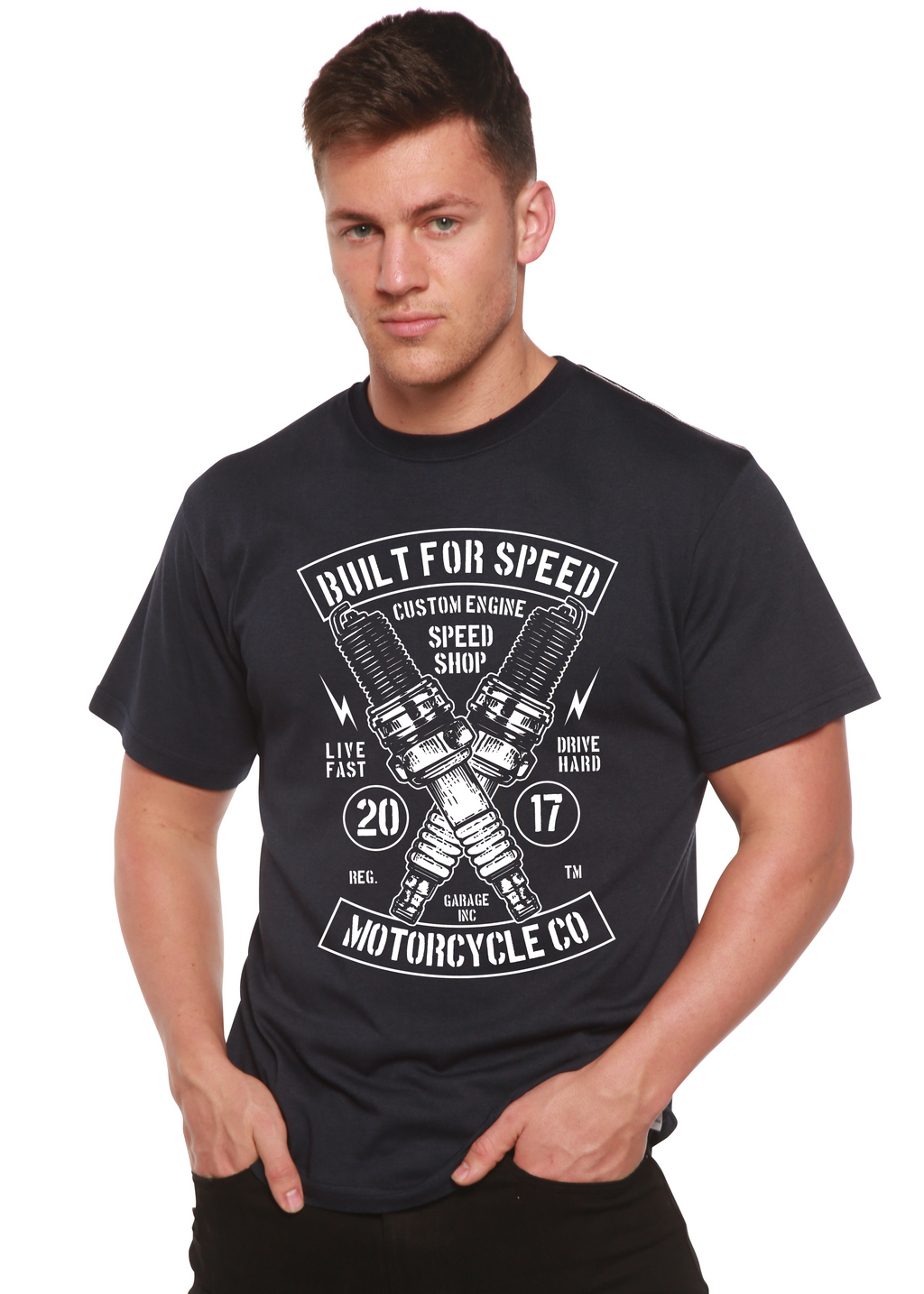 Built For Speed Men's Bamboo Viscose/Organic Cotton Short Sleeve Graphic T-Shirt Spun Bamboo