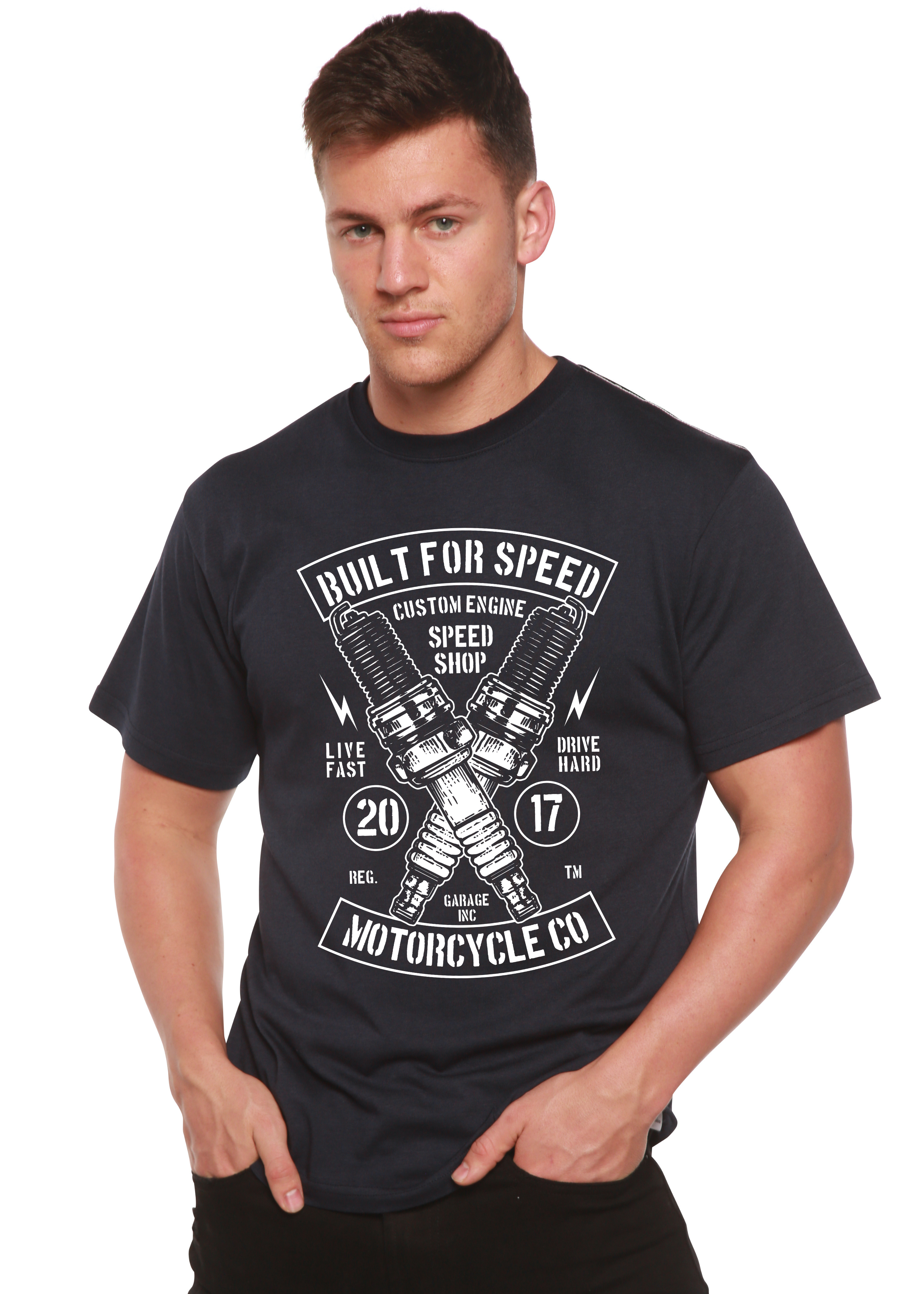 Built For Speed Men's Bamboo Viscose/Organic Cotton Short Sleeve Graphic T-Shirt Spun Bamboo