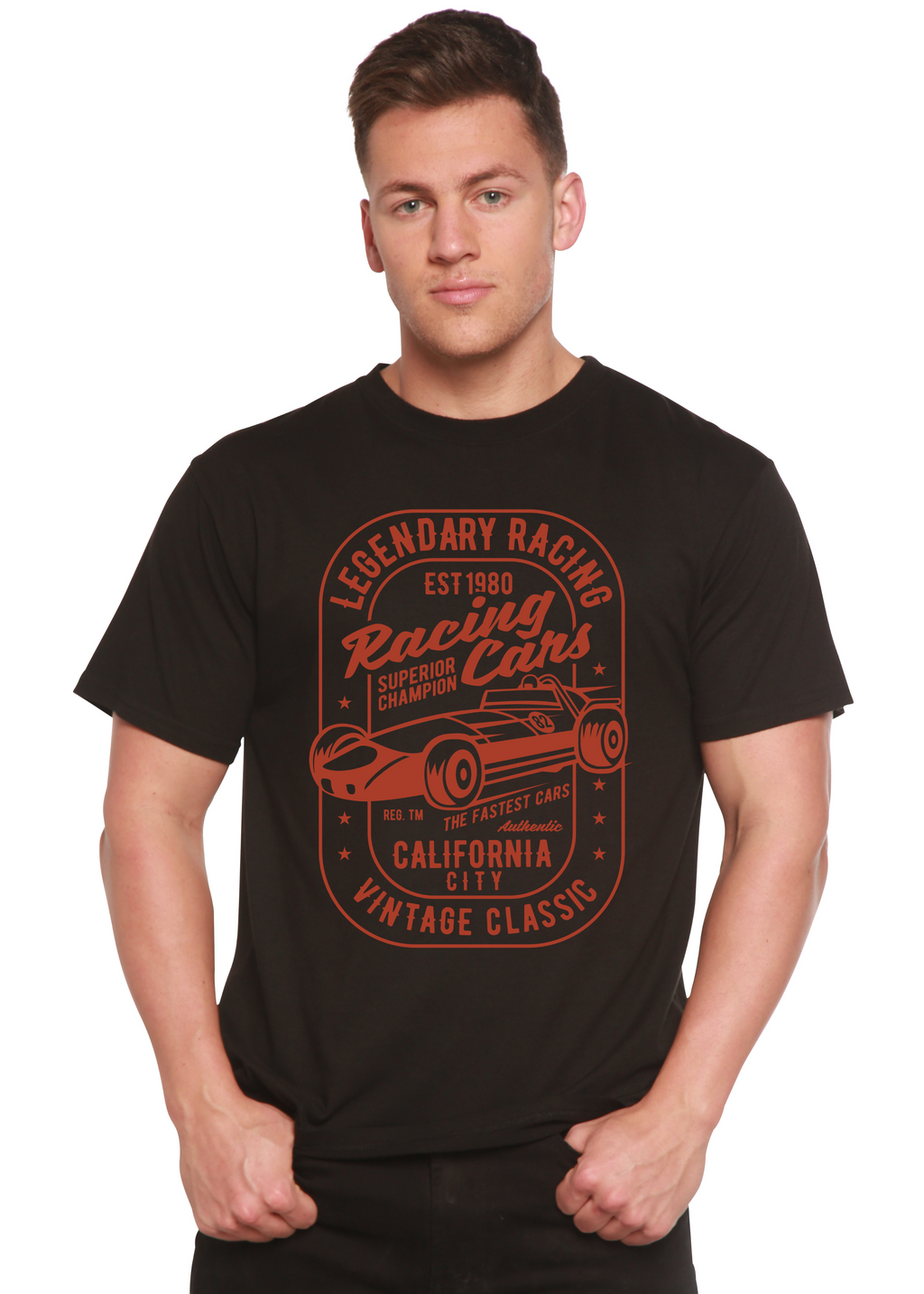 Legendary Racing Cars Men's Bamboo Viscose/Organic Cotton Short Sleeve Graphic T-Shirt Spun Bamboo
