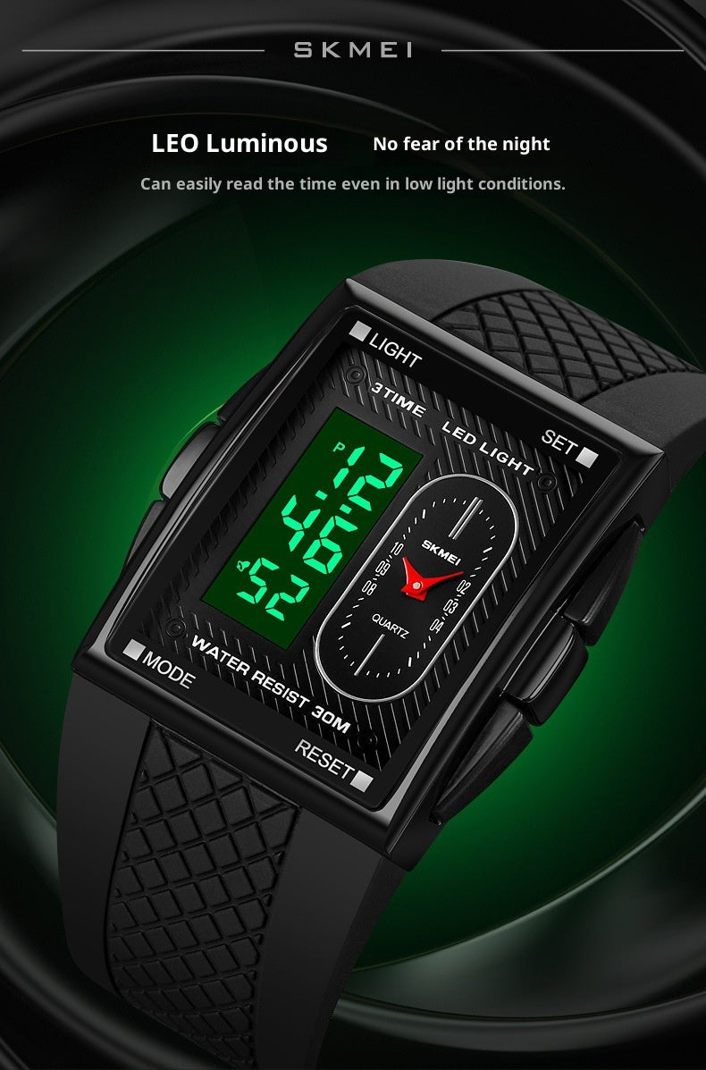Simple Student Youth Fashion Trend Double Display Multi-functional Sports Waterproof Electronic Watch