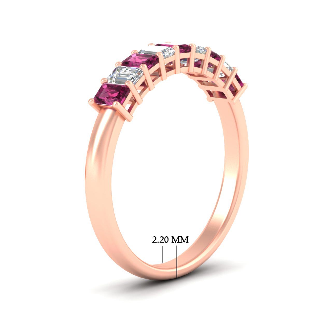 1 Carat Nine Stone Emerald Cut Wedding Band