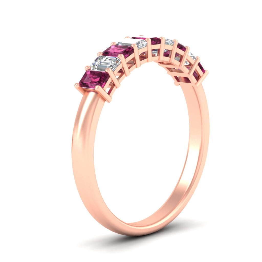 1 Carat Nine Stone Emerald Cut Wedding Band