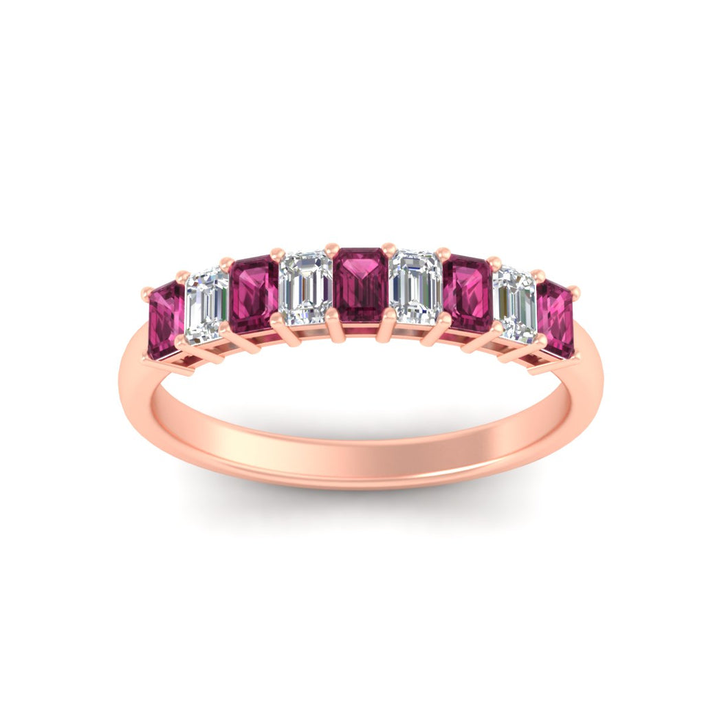 1 Carat Nine Stone Emerald Cut Wedding Band