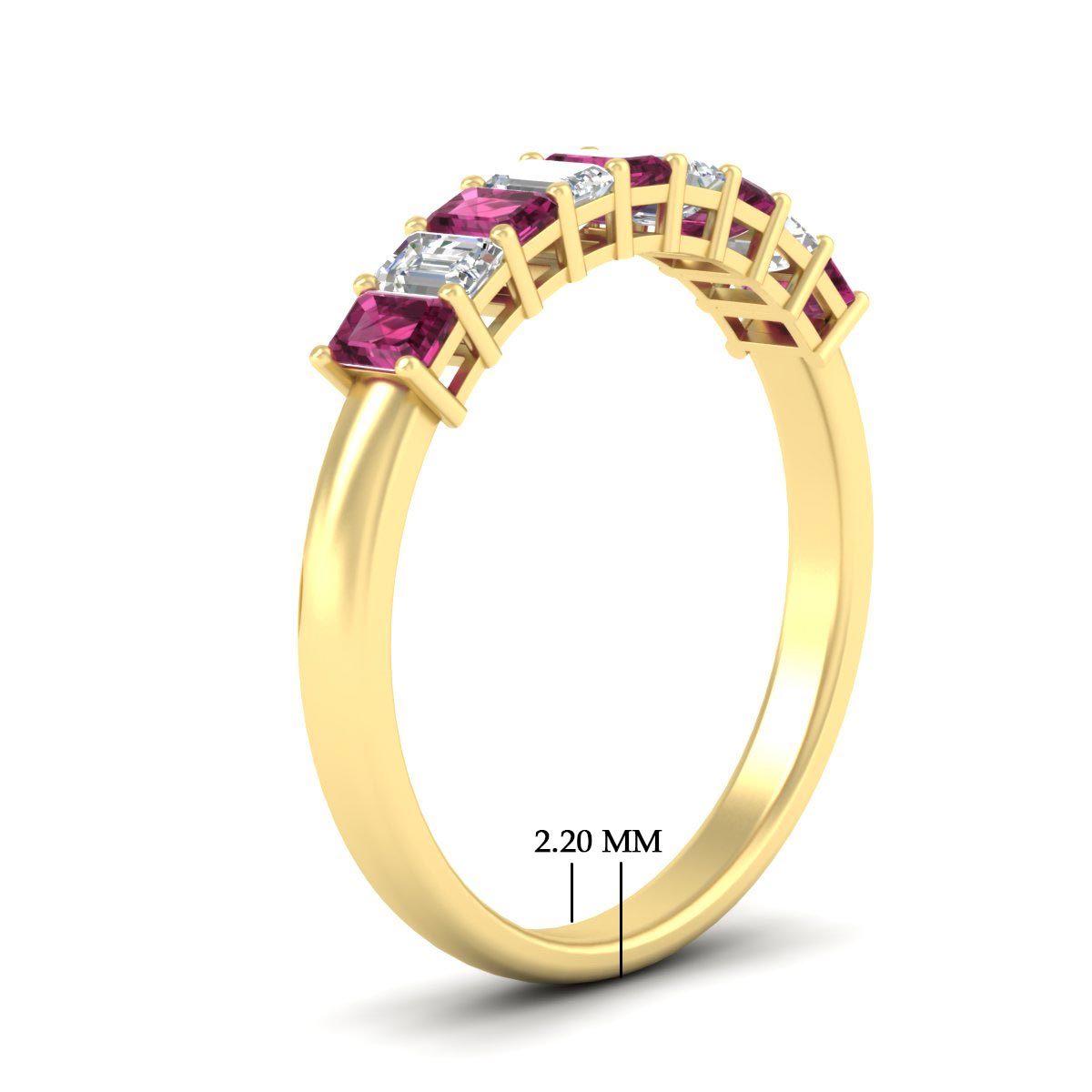 1 Carat Nine Stone Emerald Cut Wedding Band