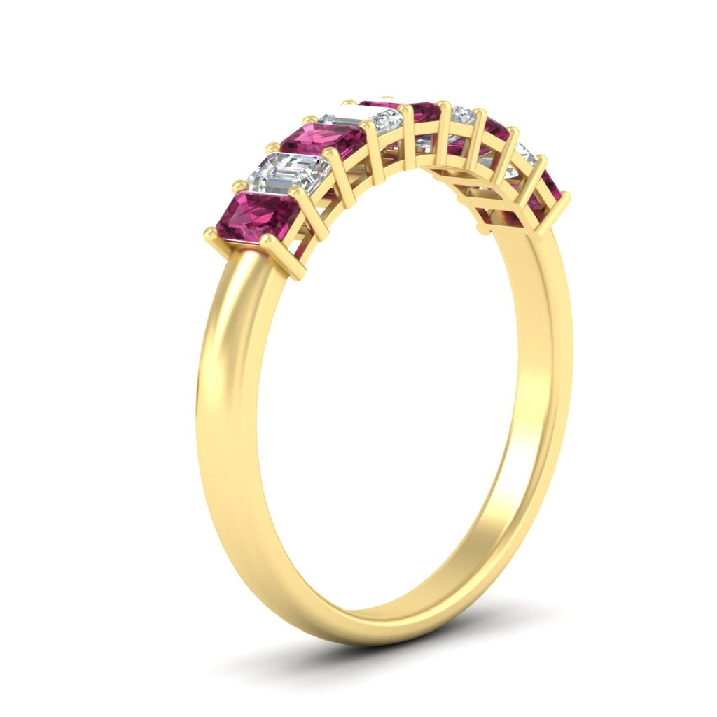 1 Carat Nine Stone Emerald Cut Wedding Band