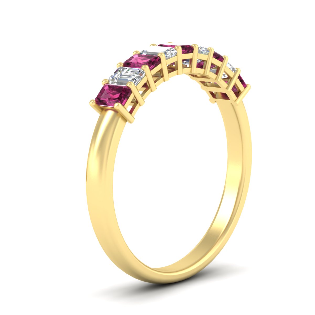 1 Carat Nine Stone Emerald Cut Wedding Band