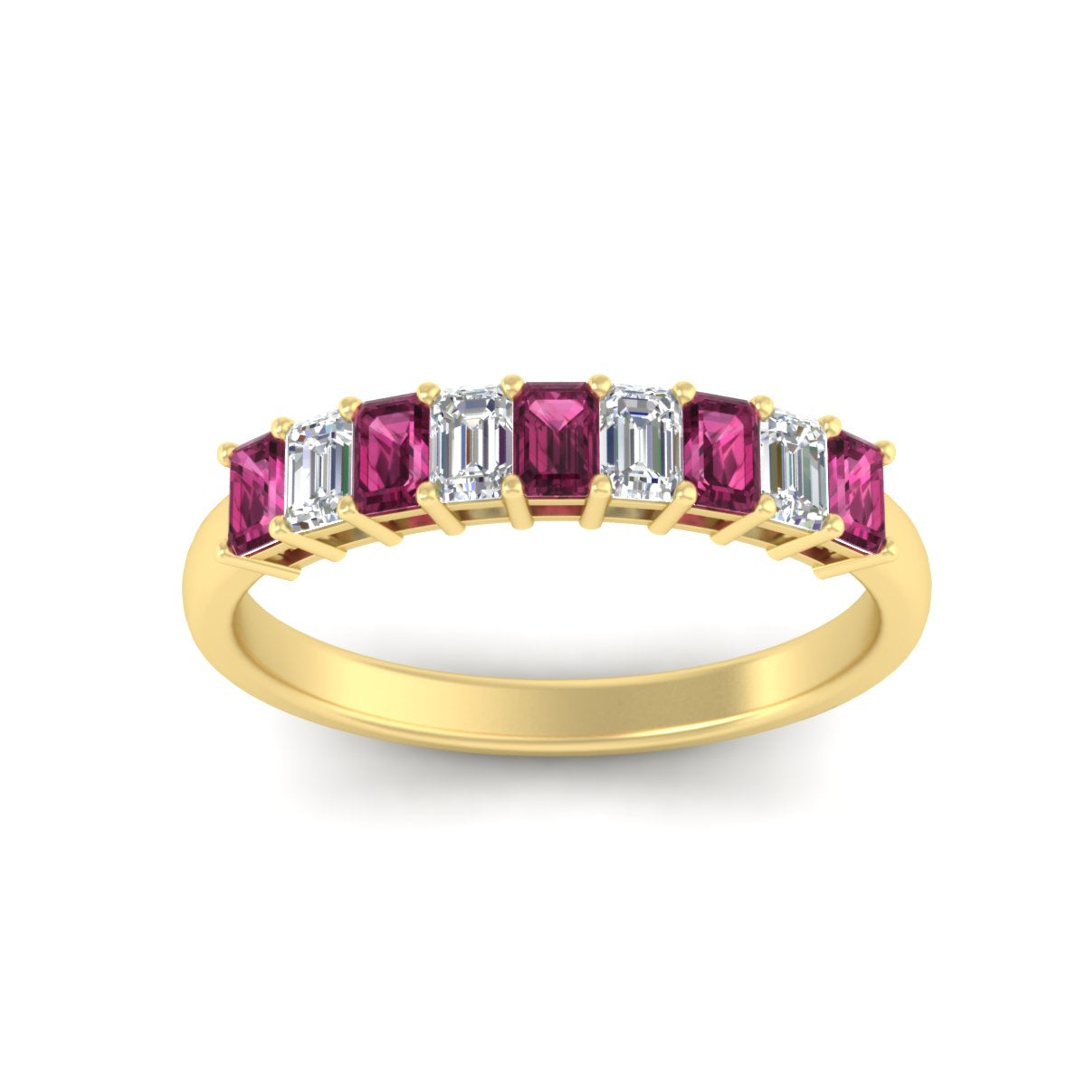 1 Carat Nine Stone Emerald Cut Wedding Band