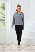 Cross-Border Spring And Summer New Half-Zip Sweatshirt Women's Hoodie Loose Trendy Pure Cotton Casual Hooded Fitness Wear Yoga Trend Social Buzz eSIMs