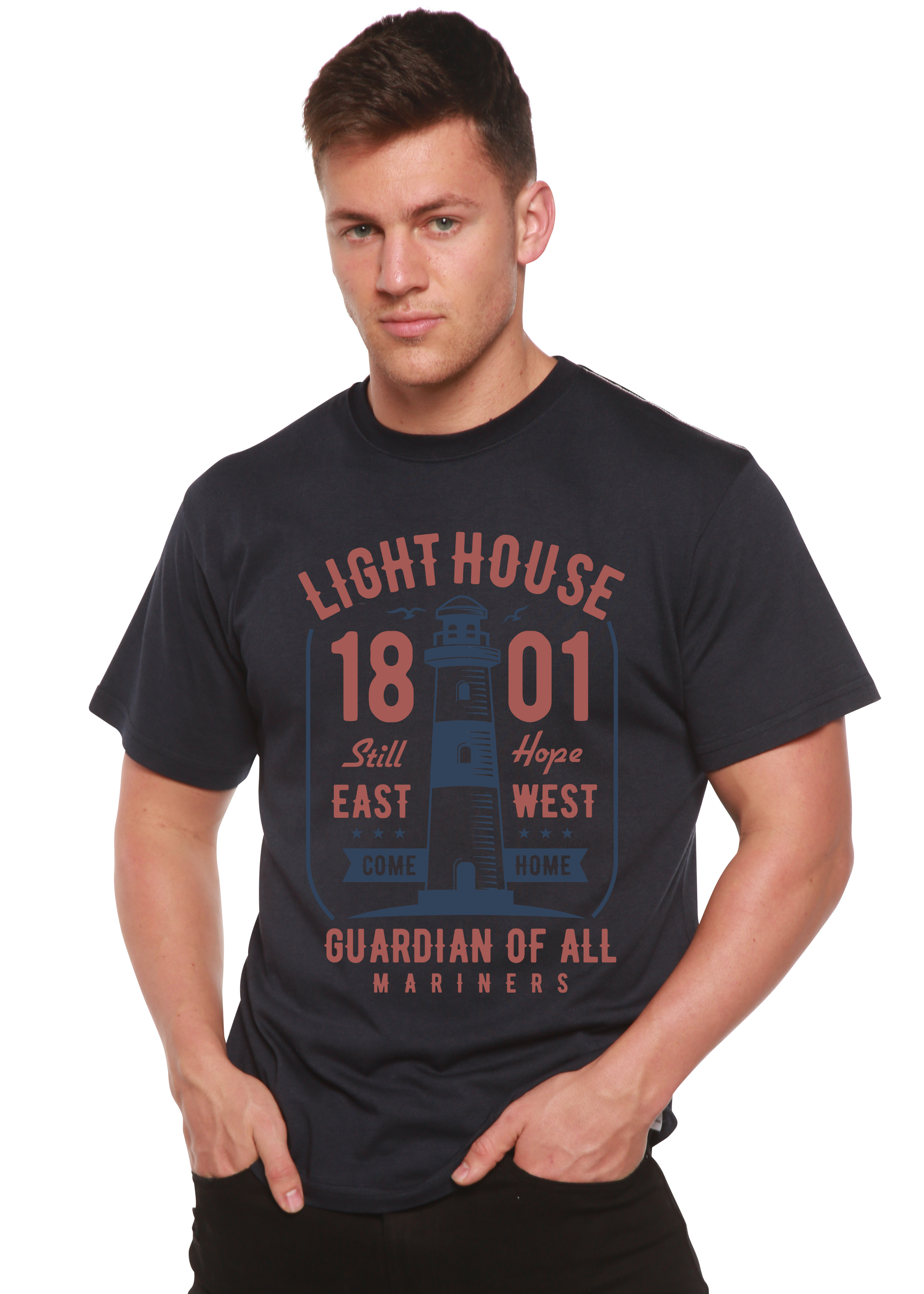 Light House Men's Bamboo Viscose/Organic Cotton Short Sleeve Graphic T-Shirt Spun Bamboo
