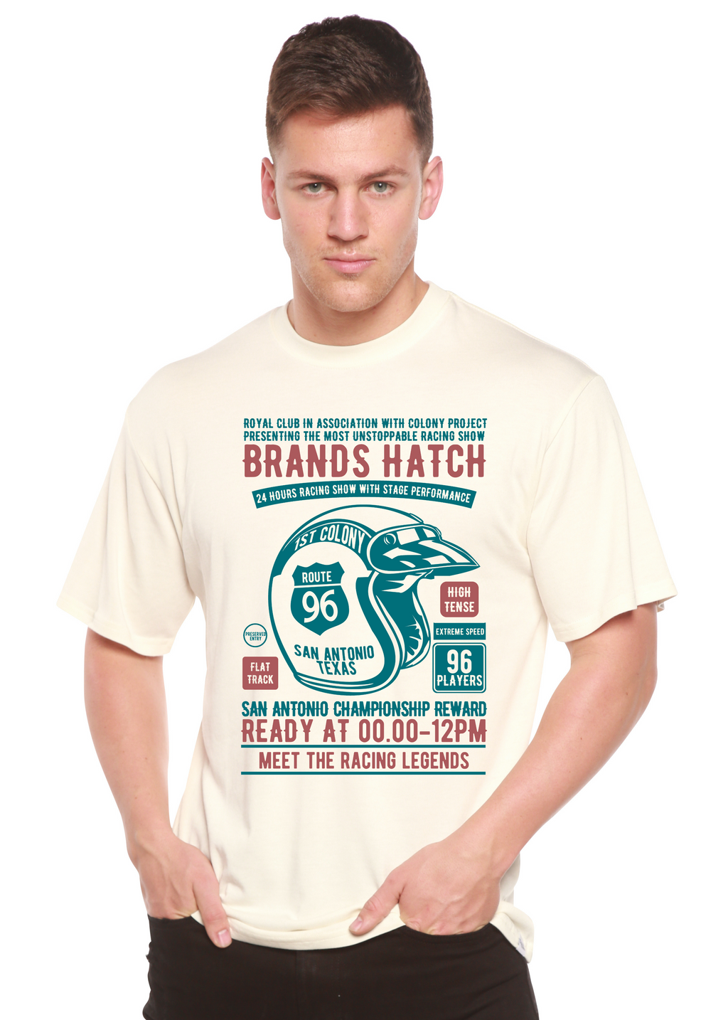 Brands Hatch Men's Bamboo Viscose/Organic Cotton Short Sleeve Graphic T-Shirt Spun Bamboo