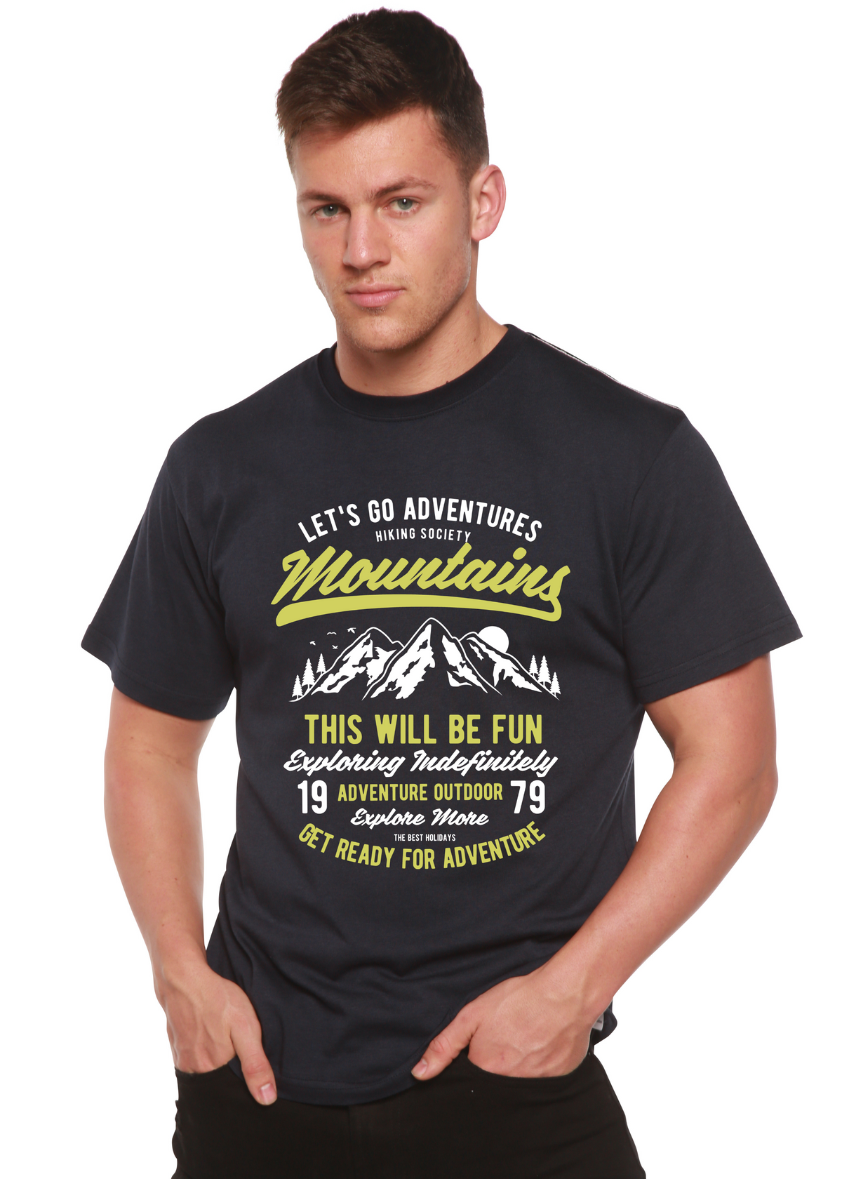 Let's Go Adventure Men's Bamboo Viscose/Organic Cotton Short Sleeve Graphic T-Shirt Spun Bamboo
