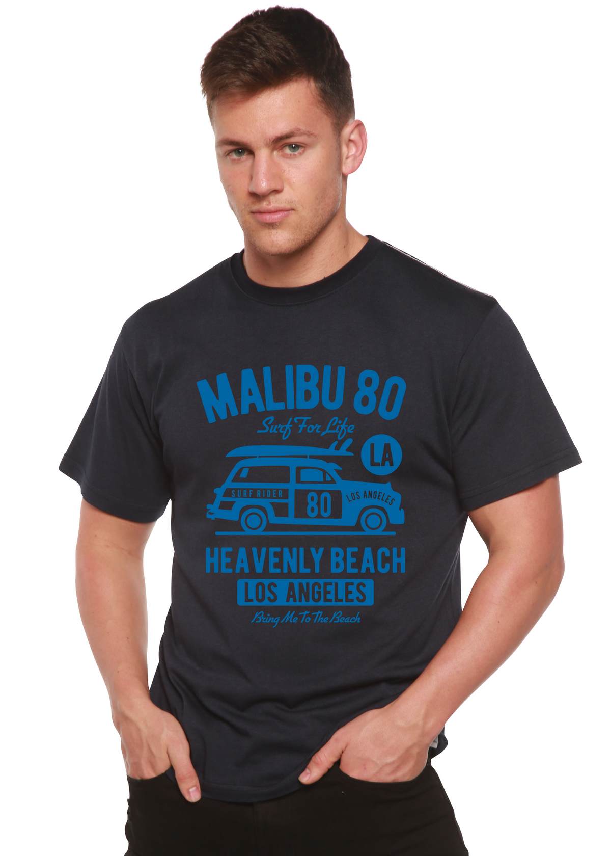 Malibu 80 Men's Bamboo Viscose/Organic Cotton Short Sleeve Graphic T-Shirt Spun Bamboo