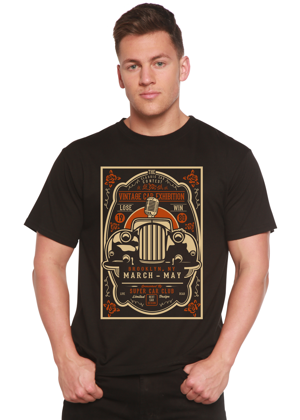 Vintage Car Spun Bamboo® Men's Bamboo Viscose/Organic Cotton Short Sleeve Graphic T-Shirt Spun Bamboo
