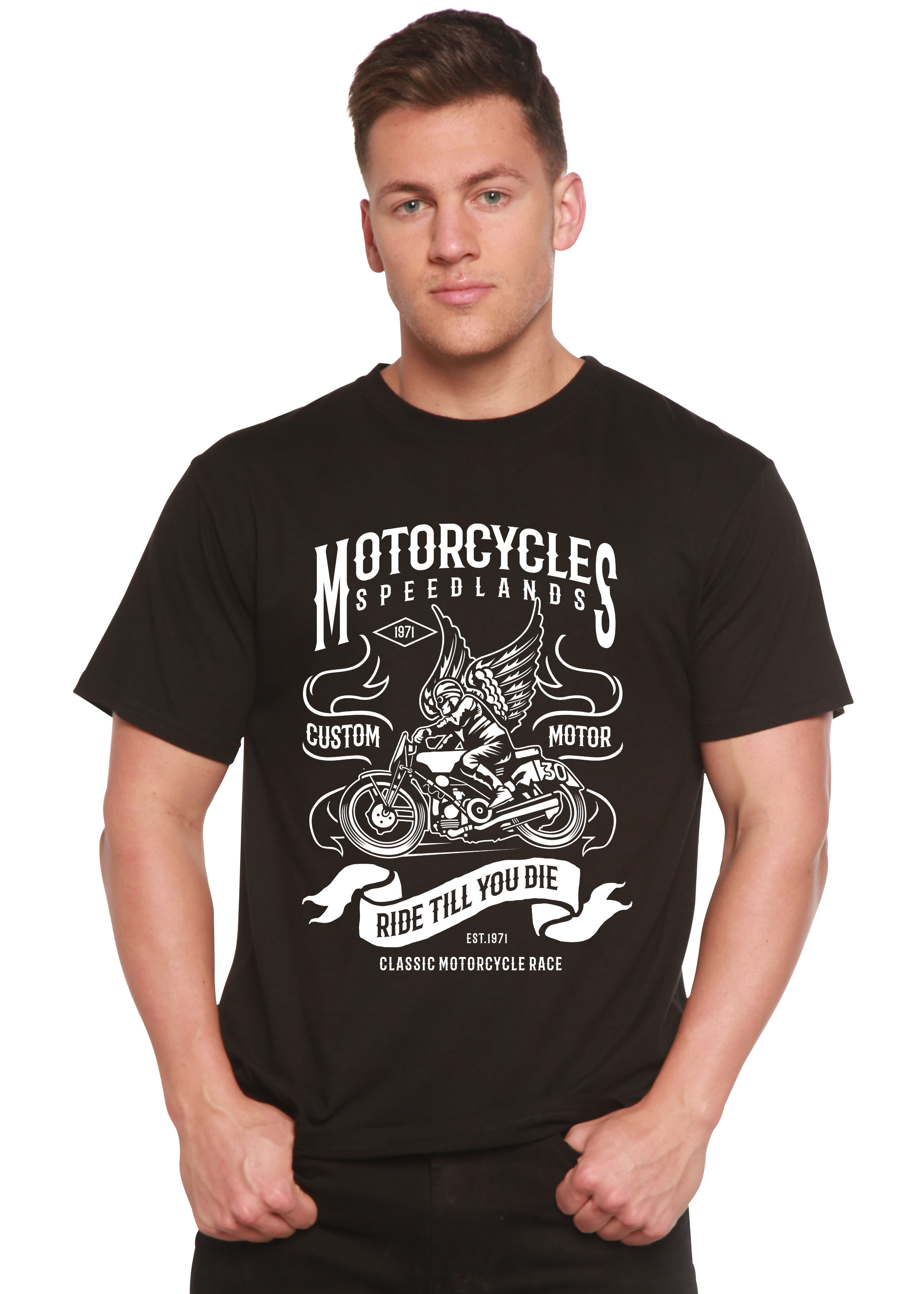 Motorcycles Men's Bamboo Viscose/Organic Cotton Short Sleeve Graphic T-Shirt Spun Bamboo