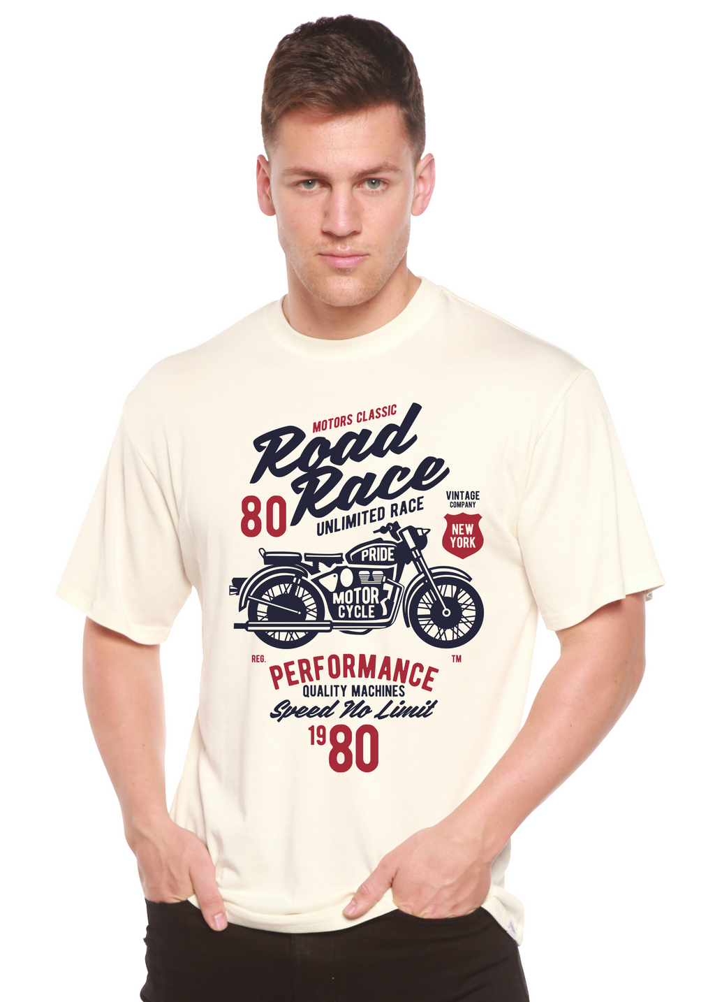 Road Race Motorcycles Spun Bamboo® Men's Bamboo Viscose/Organic Cotton Short Sleeve Graphic T-Shirt Spun Bamboo