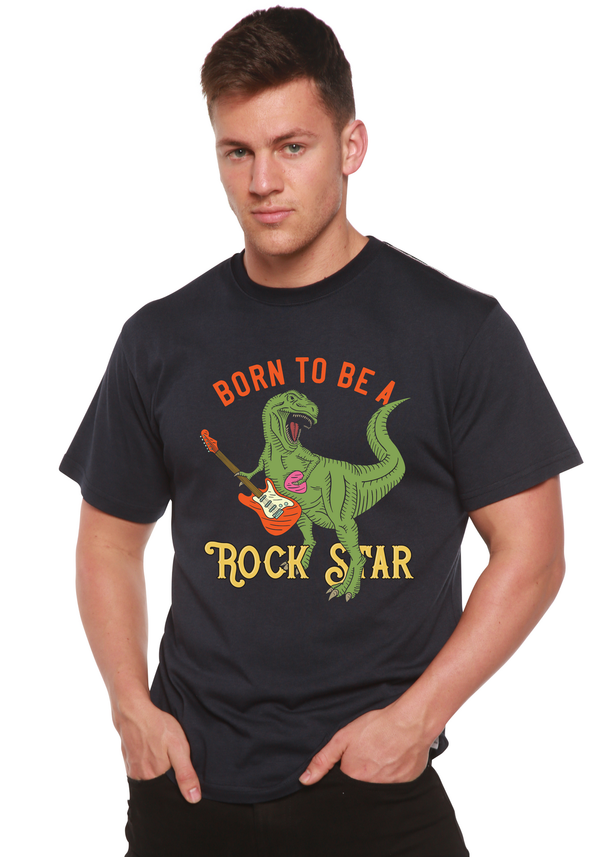 Born To Be A Rock Star Men's Bamboo Viscose/Organic Cotton Short Sleeve Graphic T-Shirt Spun Bamboo