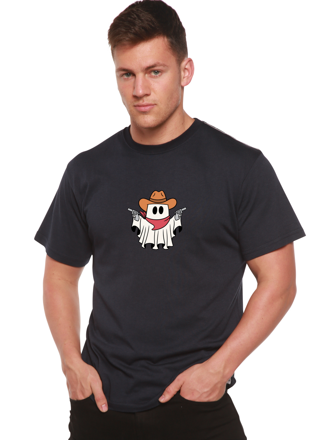 Cowboy Ghost Unisex Bamboo Viscose/Organic Cotton Short Sleeve Graphic T-Shirt Spun Bamboo