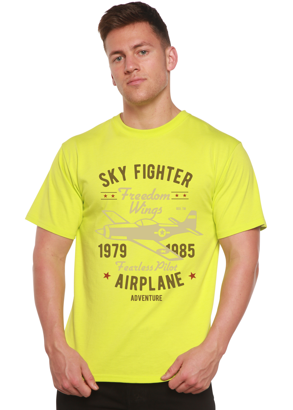 Sky Fighter Spun Bamboo® Men's Bamboo Viscose/Organic Cotton Short Sleeve Graphic T-Shirt Spun Bamboo