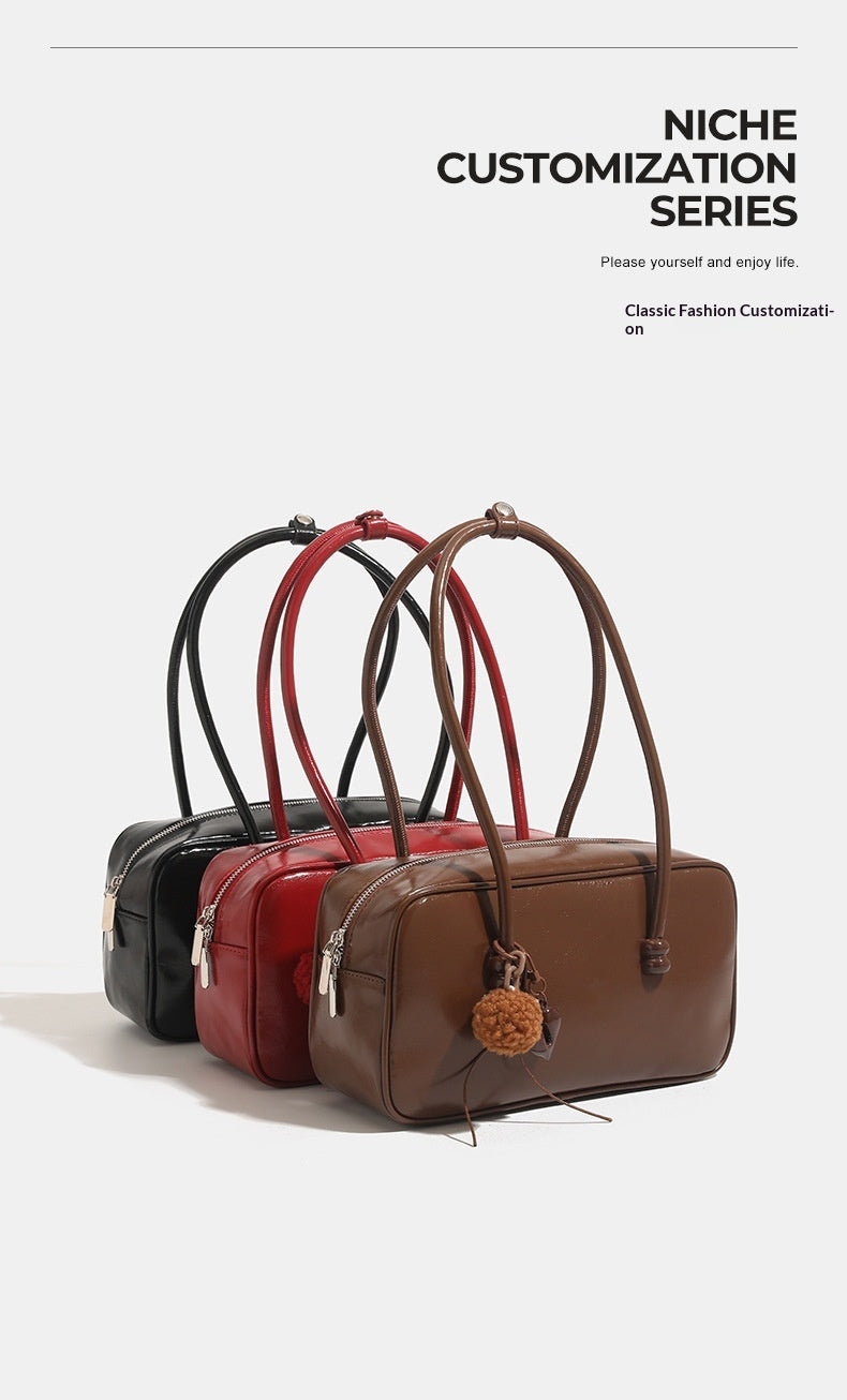 Womens Sophisticated Red Large-capacity Underarm Shoulder Bag