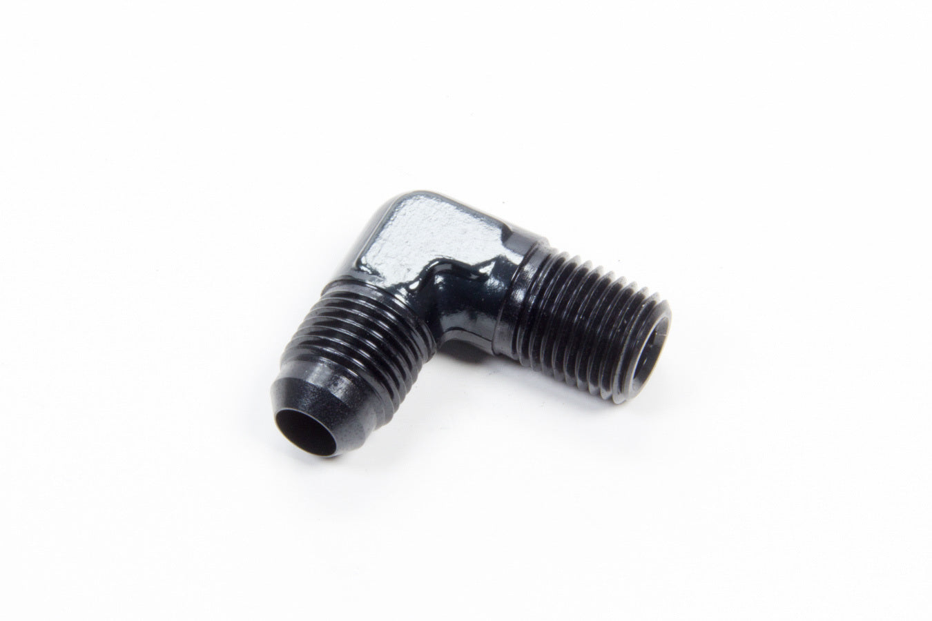 90 Deg Alum #6 Flare 1/4 in Black Vinyasa Automotive