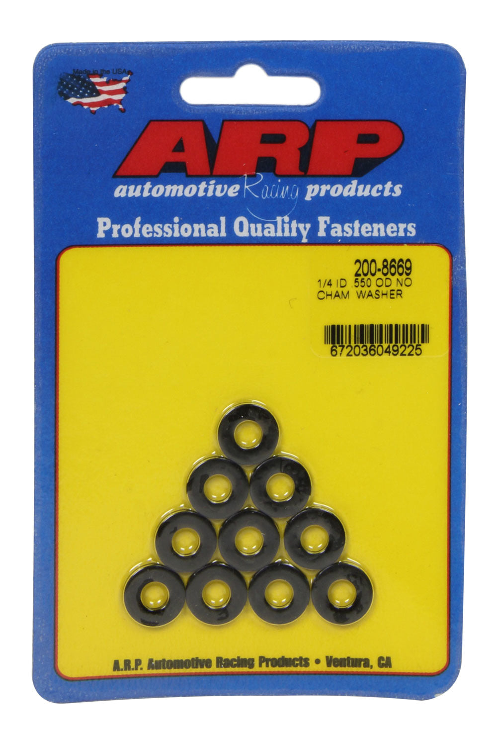 1/4 ID x .550 OD Black Washers No-Chamfer 10pk - 2008669 Vinyasa Automotive