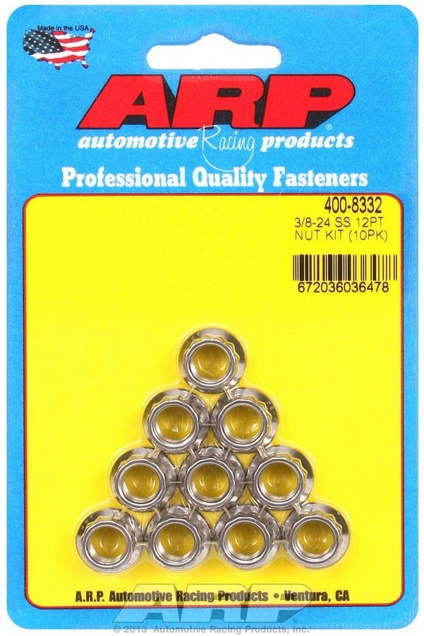 S/S 12pt. Nuts - 3/8-24 (10) - 4008332 Vinyasa Automotive
