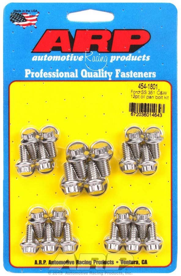 Ford Stainless 12-Point Oil Pan Bolt Kit - 4541801 Vinyasa Automotive