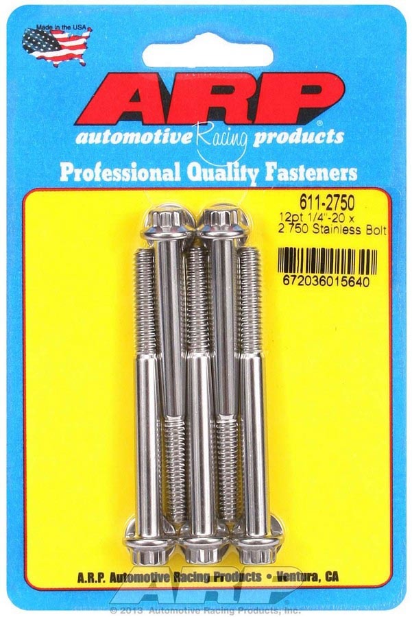 S/S Bolt Kit - 12pt. (5) 1/4-20 x 2.750 - 6112750 Vinyasa Automotive