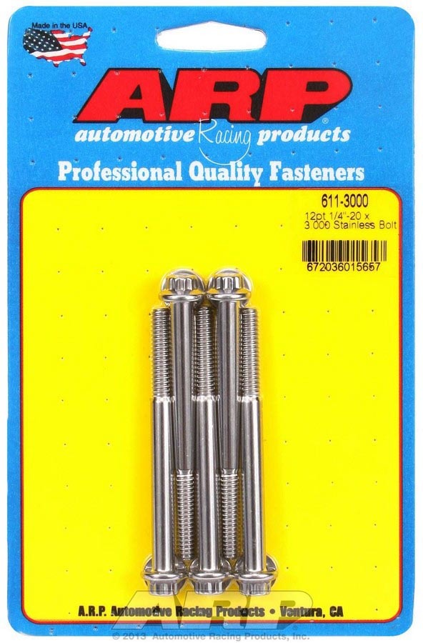 S/S Bolt Kit - 12pt. (5) 1/4-20 x 3.000 - 6113000 Vinyasa Automotive