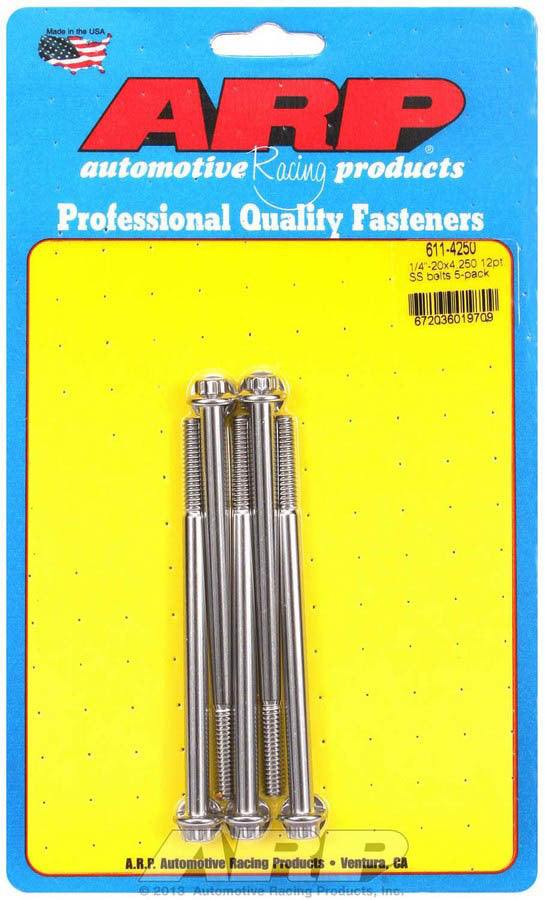S/S Bolt Kit - 12pt. (5) 1/4-20 x 4.250 - 6114250 Vinyasa Automotive