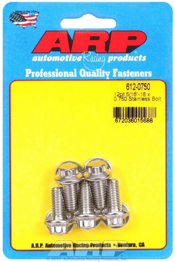 S/S Bolt Kit - 12pt. (5) 5/16-18 x .750 - 6120750 Vinyasa Automotive