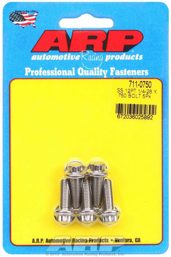 S/S Bolt Kit - 12pt. (5) 1/4-28 x .750 - 7110750 Vinyasa Automotive