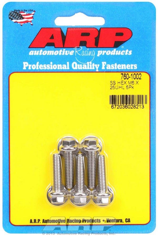 SS Bolt Kit - 6pt 5pk 6mm x 1.00 x 25mm - 7601002 Vinyasa Automotive
