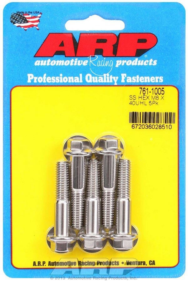 8mm x 1.25 x 40mm 6pt S/S Bolt Kit 5pk - 7611005 Vinyasa Automotive