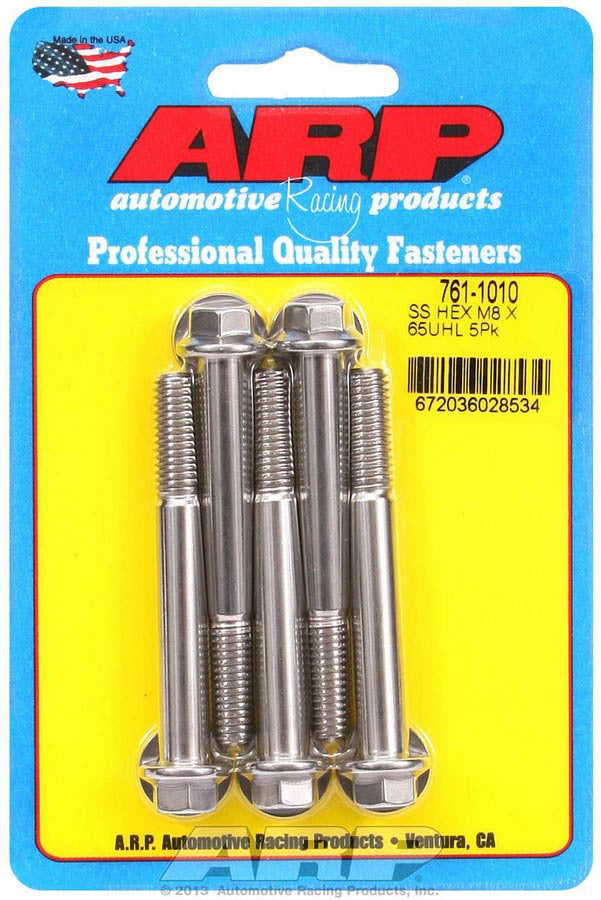 8mm x 1.25 x 65mm 6pt SS Bolt Kit 5pk - 7611010 Vinyasa Automotive
