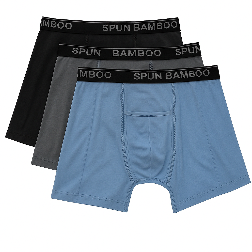 Men's Bamboo Viscose Boxer Briefs - 3-Pack Mixed Colors Spun Bamboo