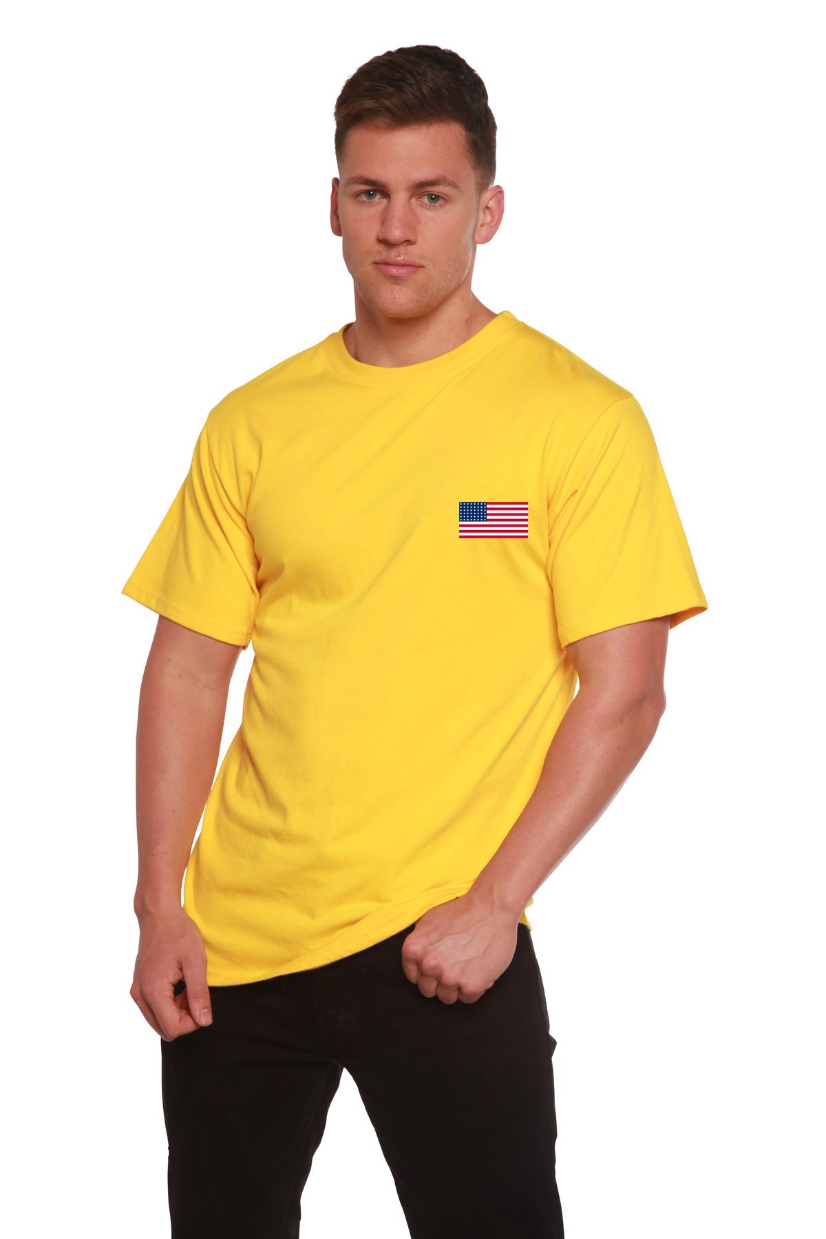 American Flag Men's Bamboo Viscose/Organic Cotton Short Sleeve Graphic T-Shirt Spun Bamboo