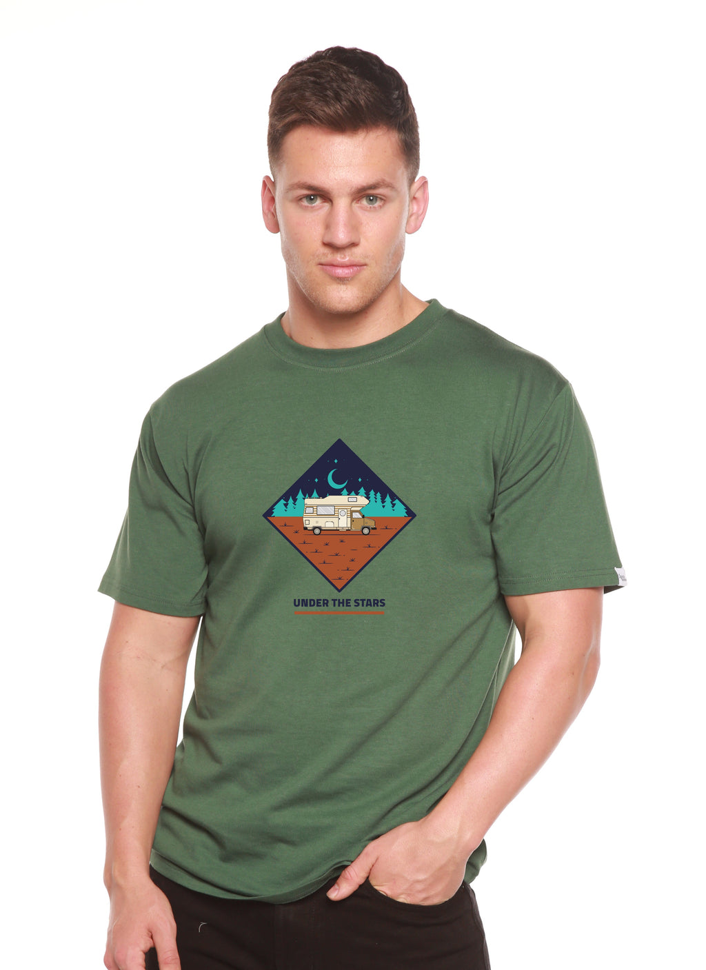Under The Stars Men's Bamboo Short Sleeve Printed T-Shirt Spun Bamboo