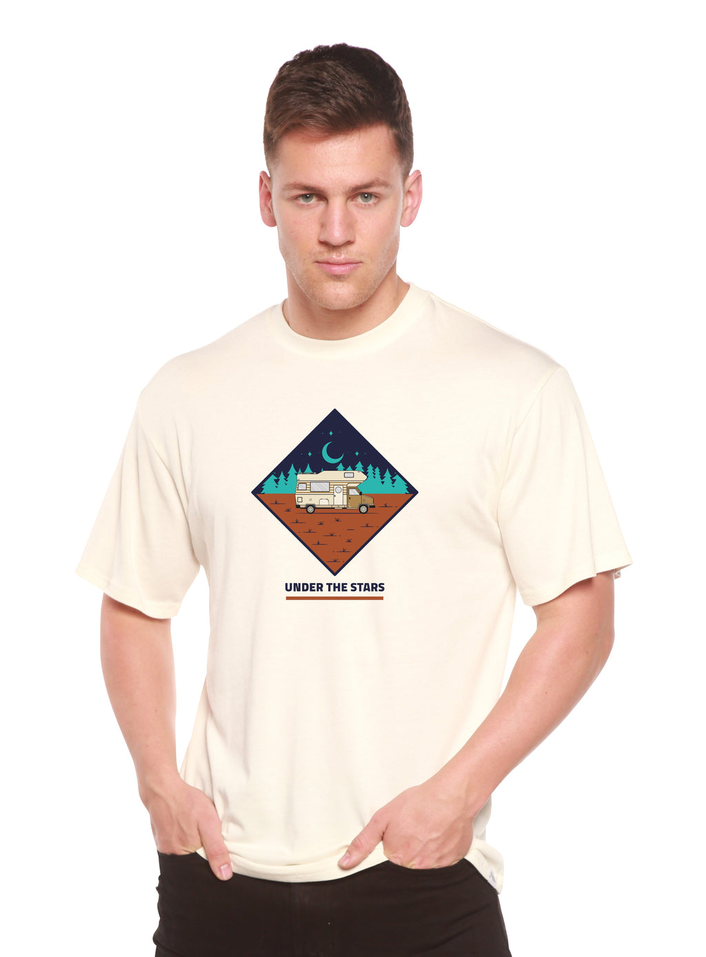 Under The Stars Men's Bamboo Short Sleeve Printed T-Shirt Spun Bamboo