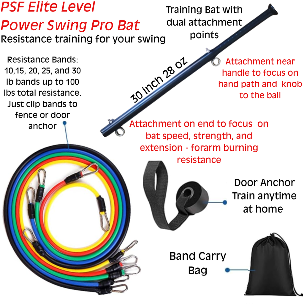 Power Swing Pro Bundle - Baseball & Softball Swing Trainer - 2 Attachment Points - Includes 4 Week Bat Speed Accelerator Program Power Swing Fitness