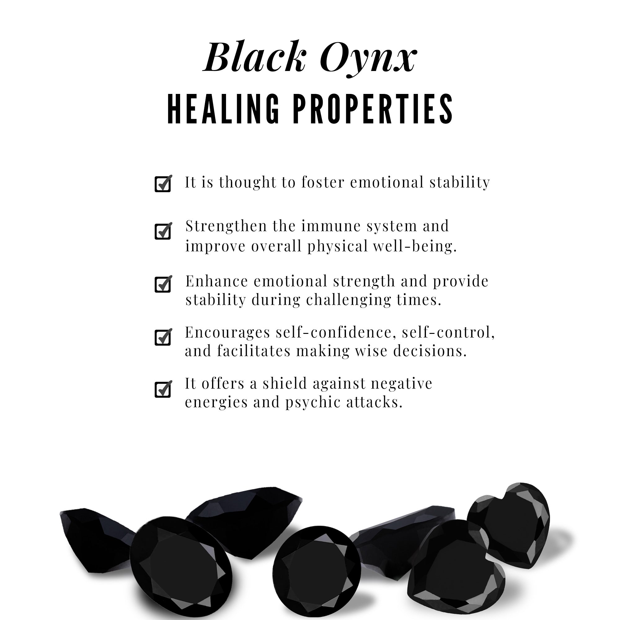 Natural Black Onyx December Birthstone Earrings with Screw Back