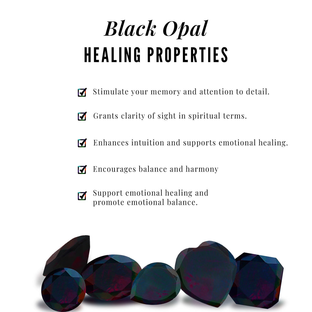Natural Black Opal Diamond Leaf Earrings with Screw Back